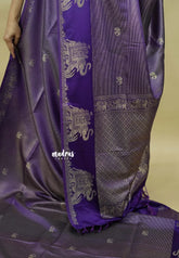 Royal Purple  - Sri valli pure satin silk with vairaoosi full weaving and elephant border